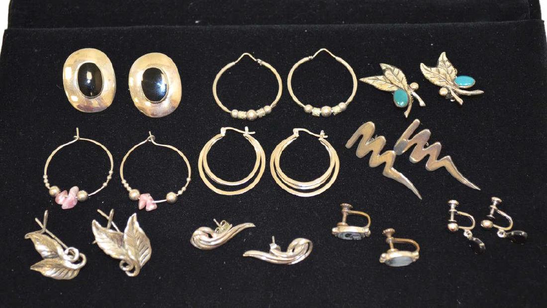 Lot of sterling silver estate earrings (1 of 11)