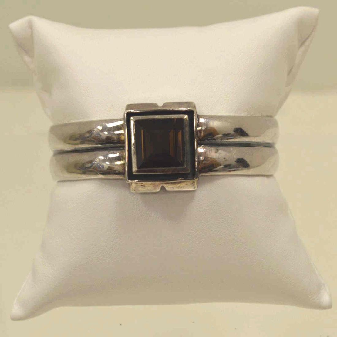 Sterling Silver smoky quartz cuff bracelet (1 of 4)