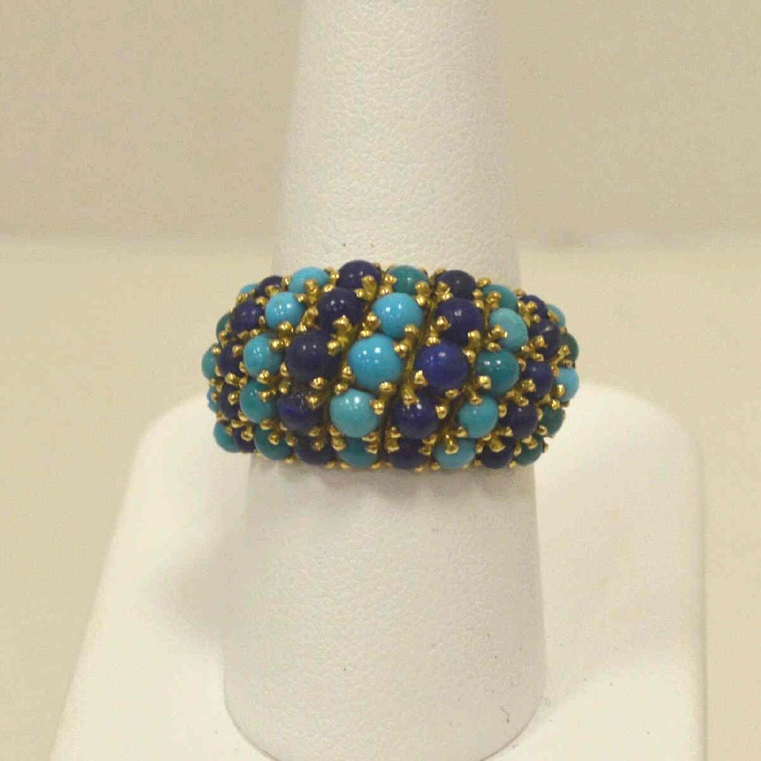 Ladies 18kt yellow gold lapis and turquoise ring (1 of 5)