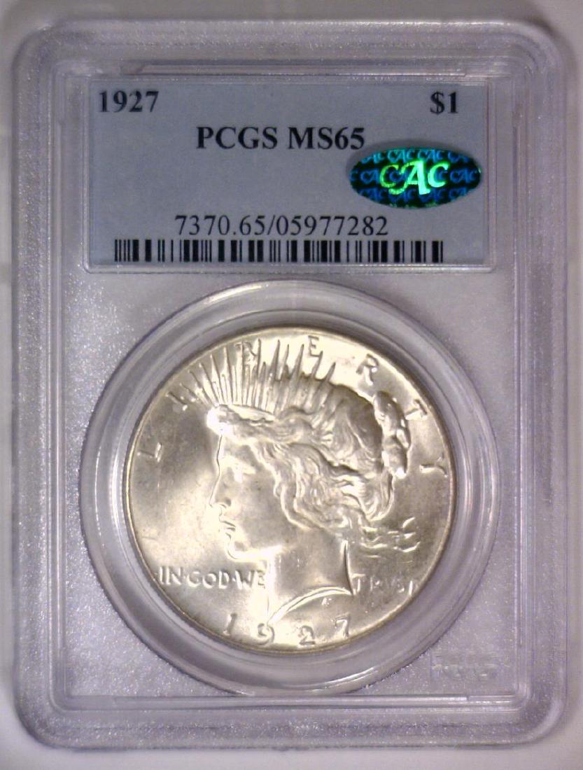 1927 Peace Silver Dollar PCGS MS65 Green CAC (1 of 3)