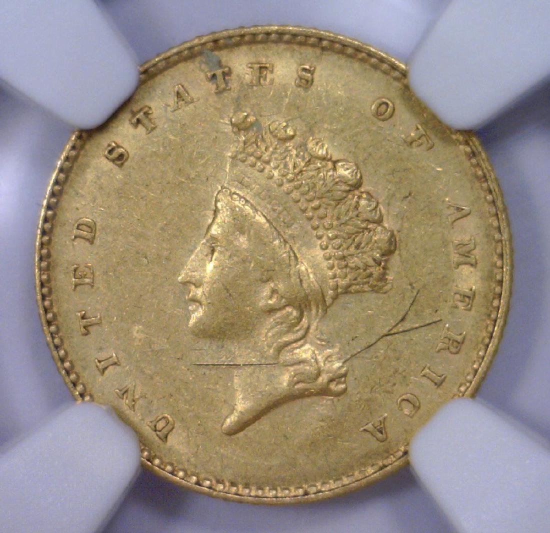 1854 $1 Liberty Gold TYPE 2 NGC AU details O/S (1 of 3)
