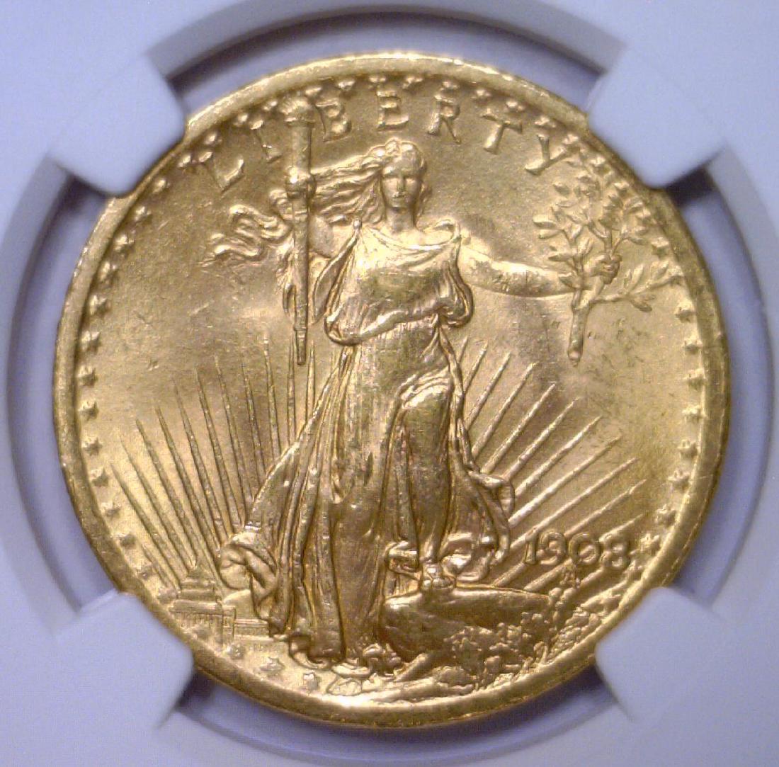 1908 $20 St. Gaudens NO MOTTO NGC MS63 (1 of 3)