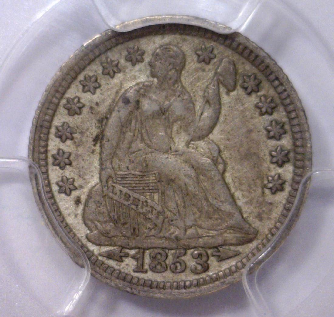 1853 Seated Liberty Half Dime Arrows 5c PCGS AU50 (1 of 3)