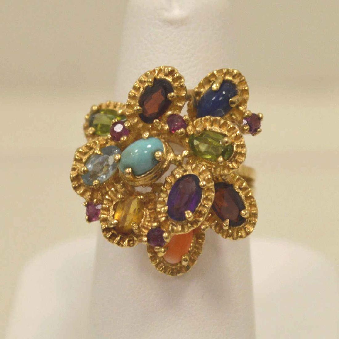 14kt yellow gold multi-color stone ring (1 of 6)