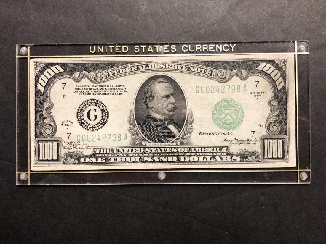 1934-A $1000 Federal Reserve Note Ch AU58 (1 of 2)