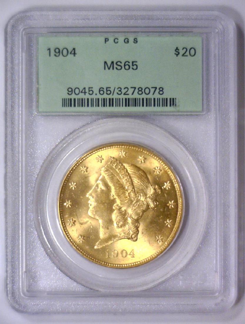 1904 $20 Liberty Gold Double Eagle OGH PCGS MS65 (1 of 3)