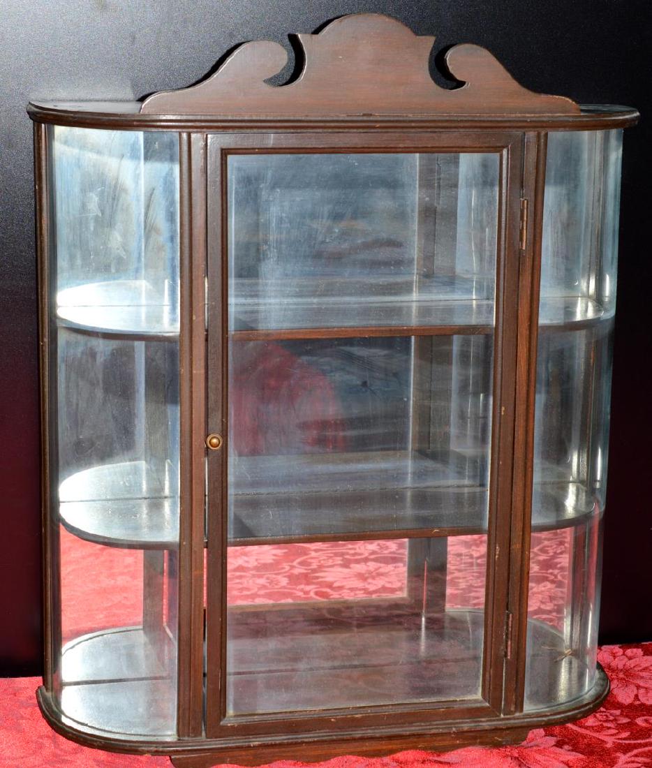 Wood Wall Hanging Curio Cabinet with 2 Shelves (1 of 4)