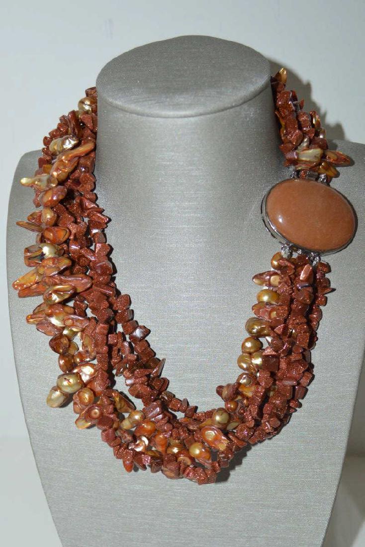 Multi-Strand Freshwater Pearl and Stone Necklace (1 of 3)