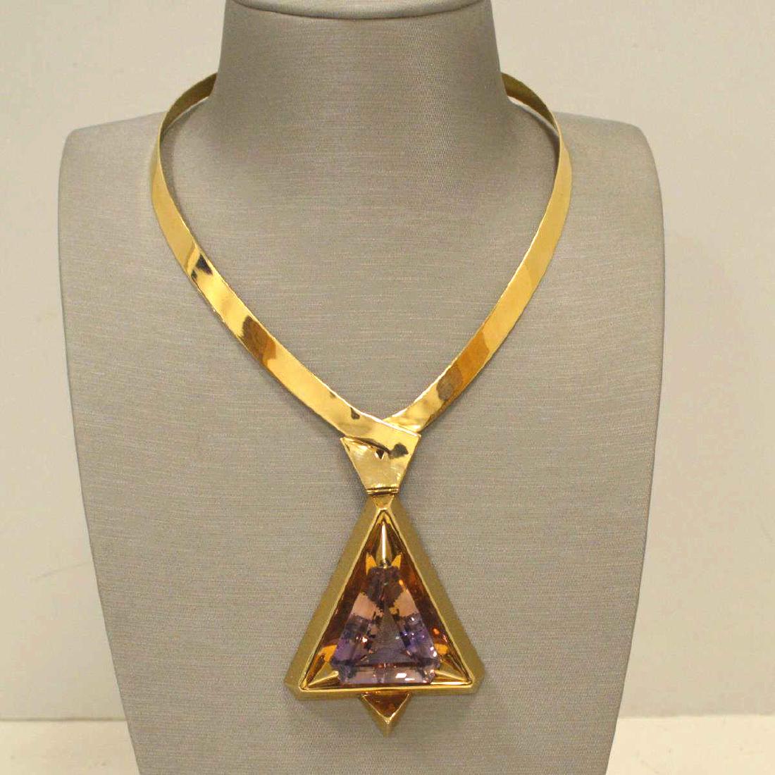 14kt yellow gold amertrine collar necklace (1 of 4)