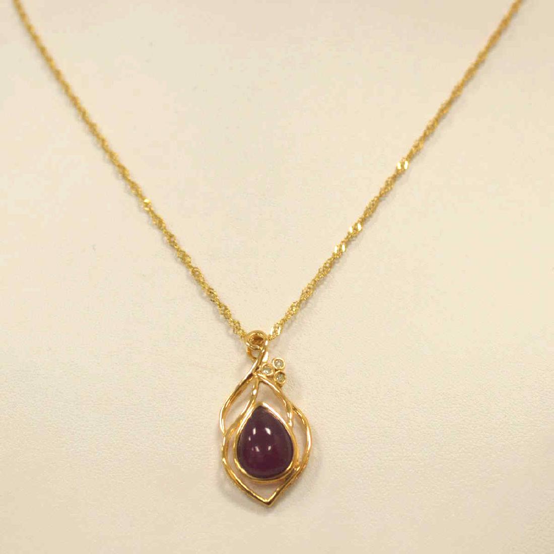 Sterling Silver ruby and diamond pendant (1 of 4)