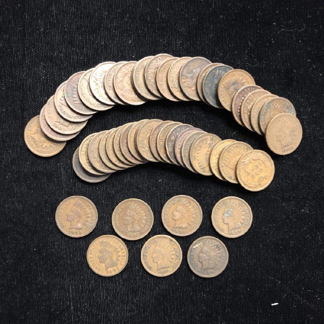 Roll of 50 Indian Head Cents Pennies in Tube (1 of 1)