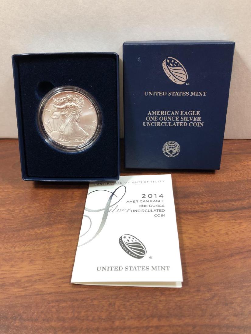 2014-W Silver American Burnished Eagle Box & COA (1 of 3)