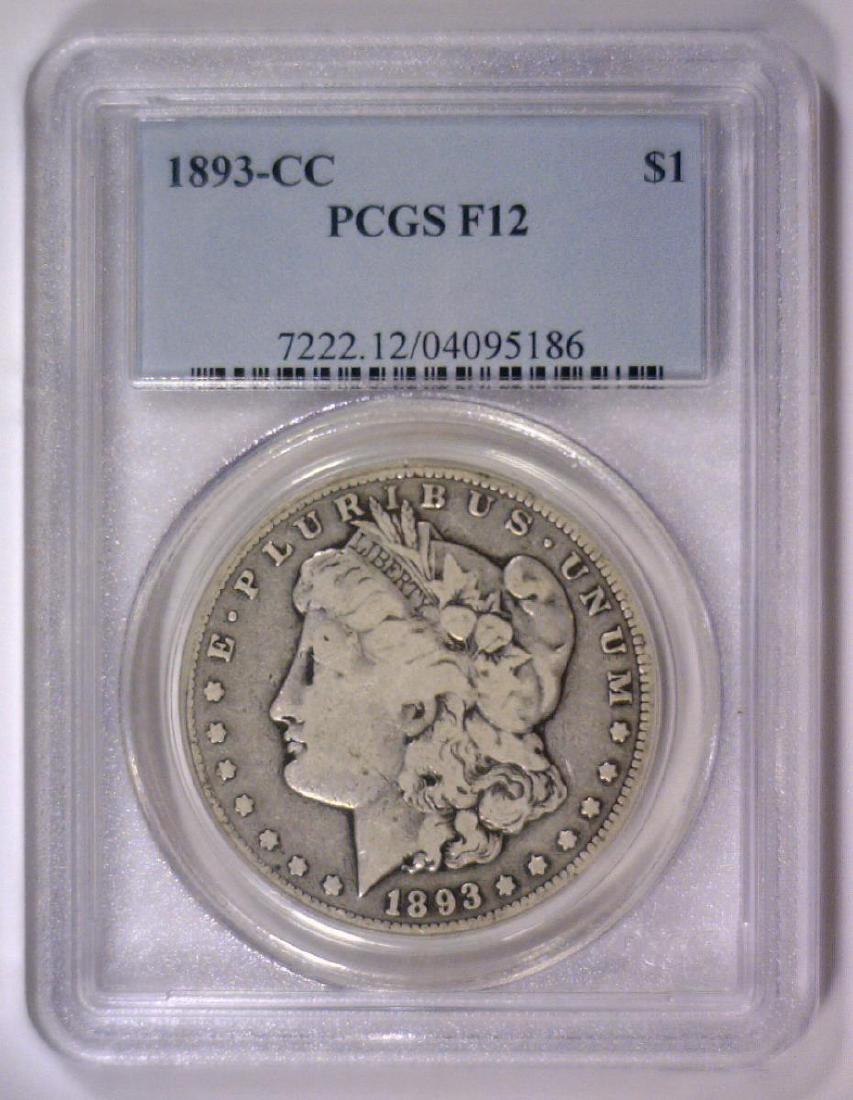 1893-CC Morgan Silver Dollar $1 PCGS F12 Fine (1 of 3)