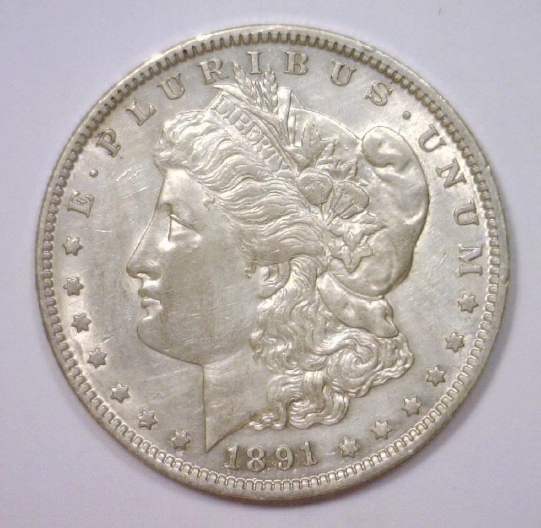 1891-O Morgan Silver Dollar AU+ details (1 of 2)