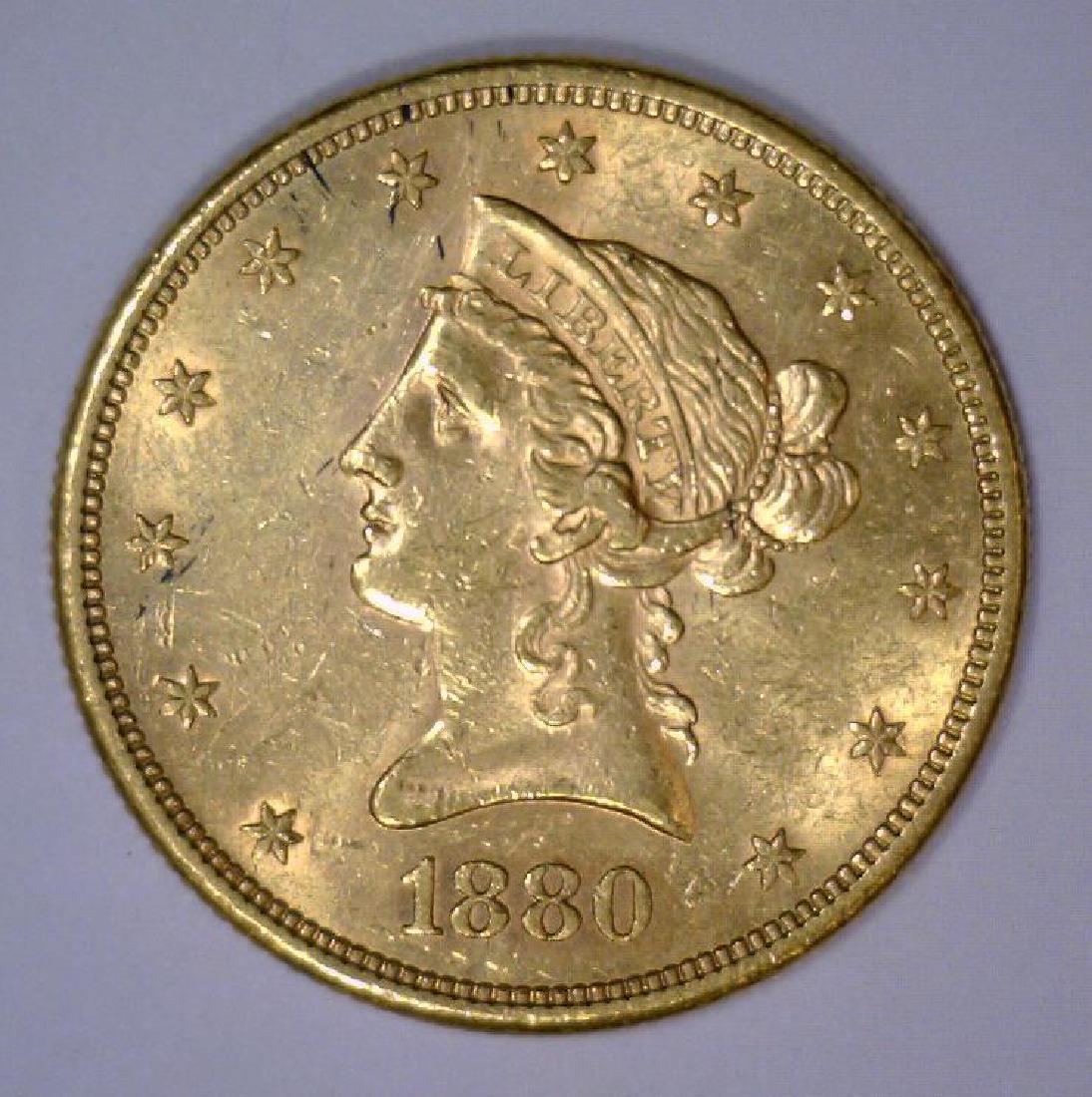 1880-S $10 Liberty Head Gold Eagle BU UNC (1 of 2)