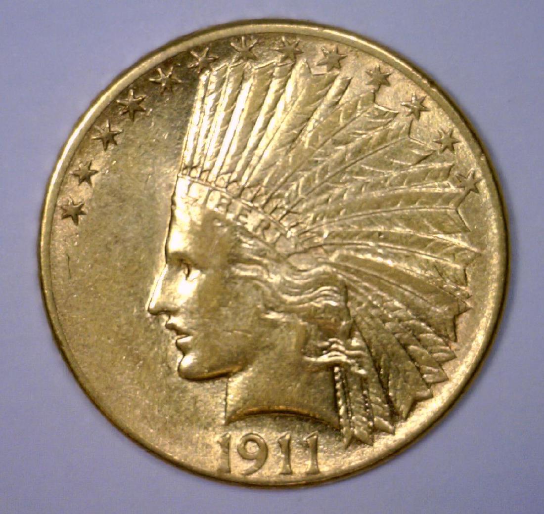 1911 $10 Indian Gold Eagle About Uncirculated AU (1 of 2)