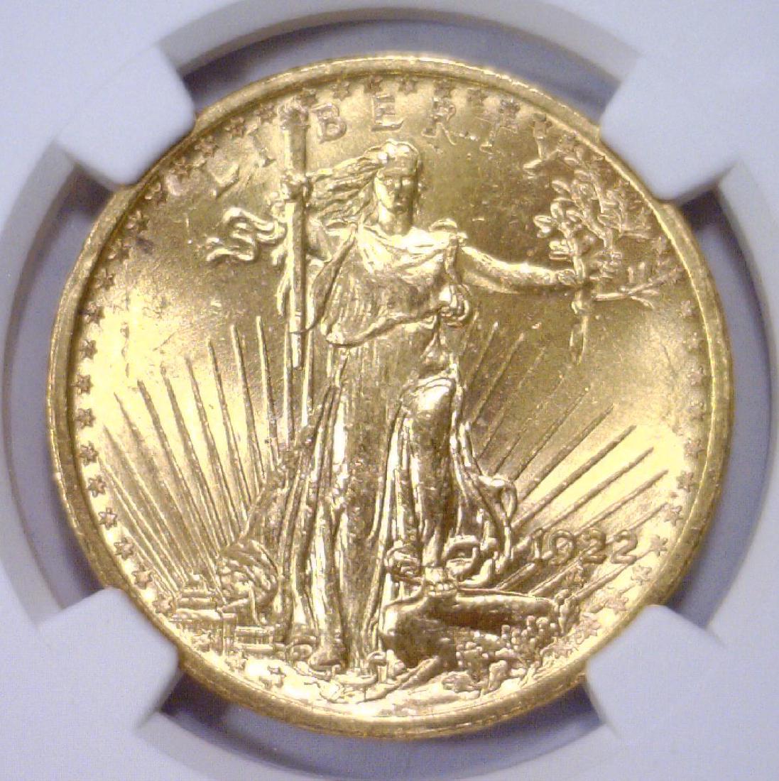 1922 $20 St. Gaudens Gold Double Eagle NGC MS63 (1 of 3)
