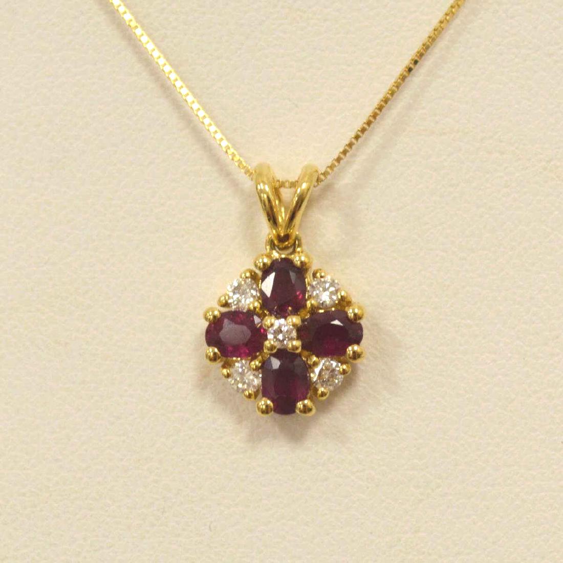 18kt yellow gold ruby and diamond pendant (1 of 3)