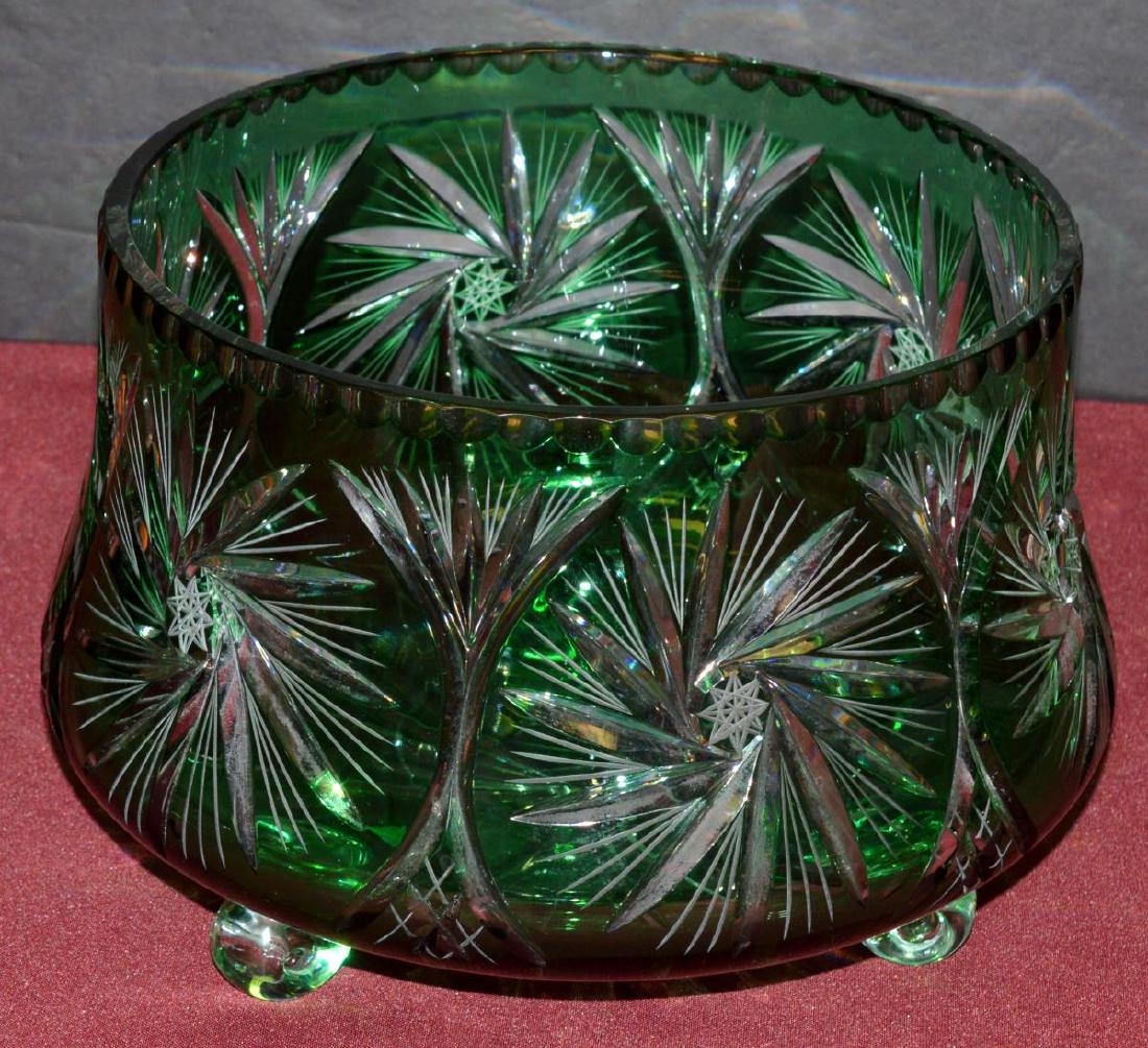 Wonderful Green Lead Crystal Large Footed Bowl (1 of 5)