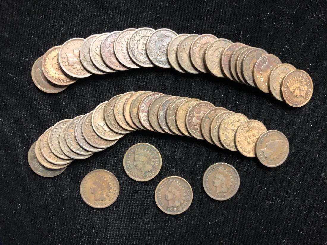 Roll of 50 Indian Head Cents Pennies in Tube (1 of 1)