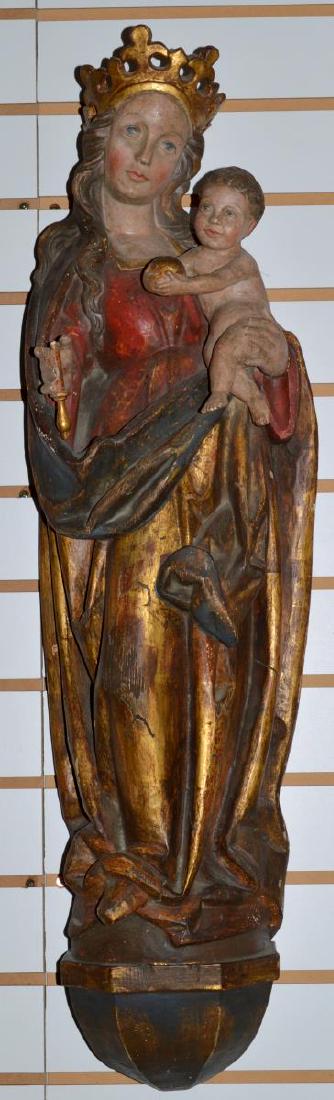 Hand Carved Wooden Religious Icon Madonna & Baby (1 of 10)