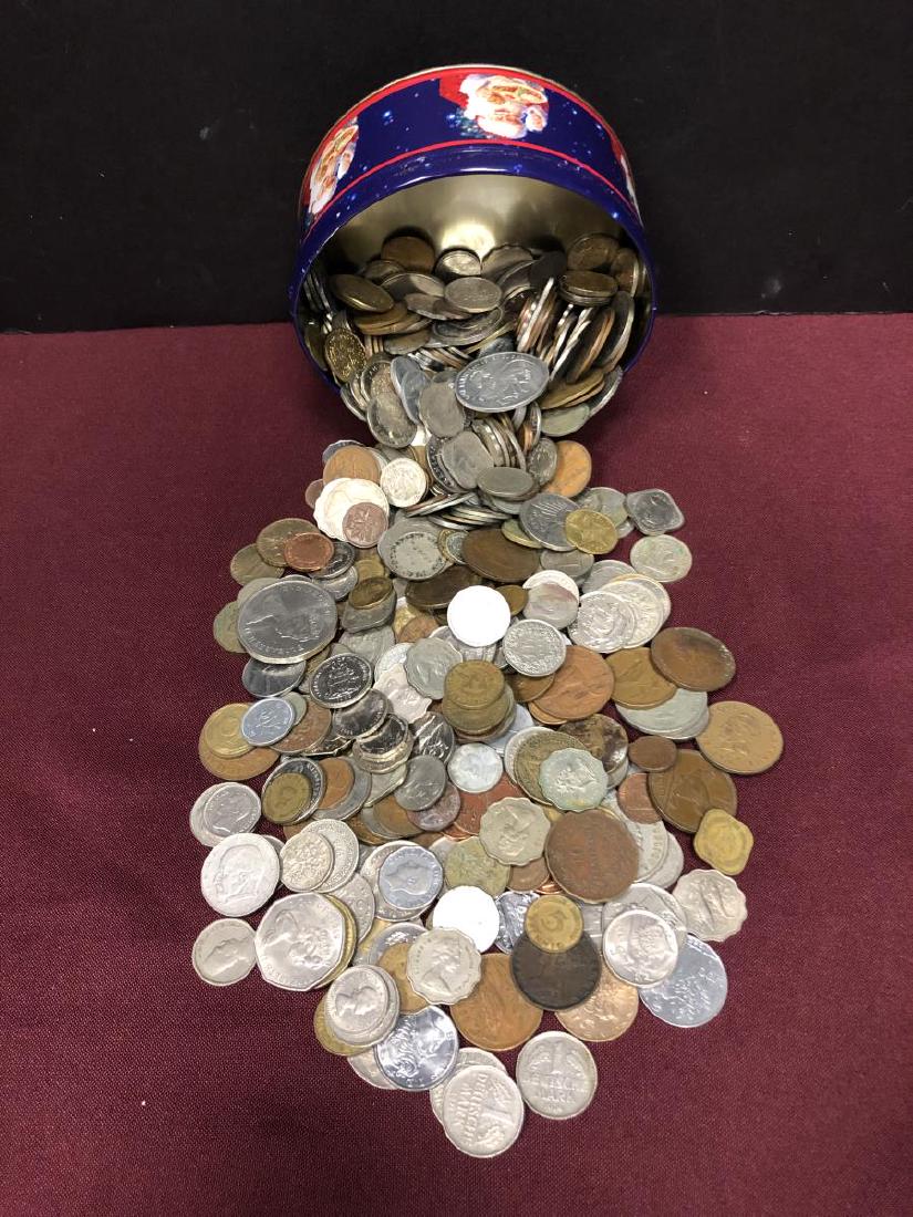 5-pound Santa Tin full of World Foreign Coins (1 of 6)