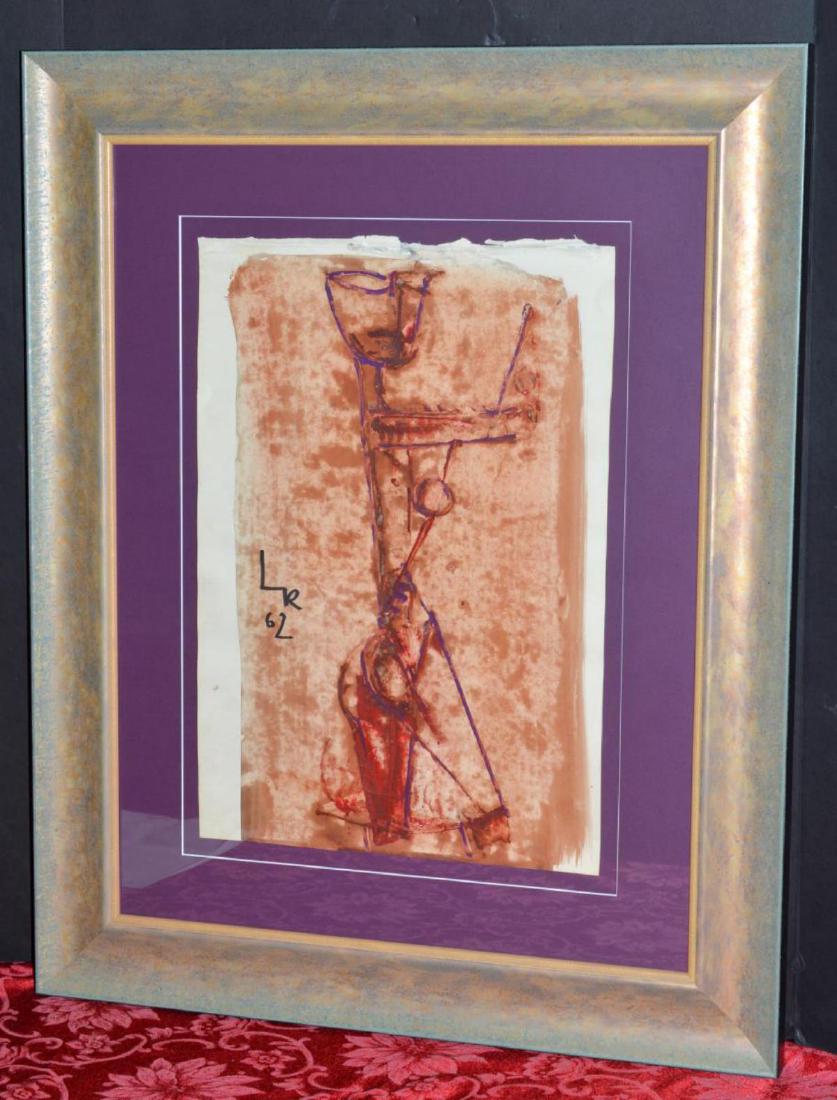 Leopoldo Richter Untitled 1962 Abstract Painting: Leopoldo Richter (German/Colombian 1896-1984) Untitled Abstract Painting of a Figure. Signed "LR", Dated "62" (1962). Framed Size: 24 3/4"x31". German scientist, painter and ceramist. The artistic wor