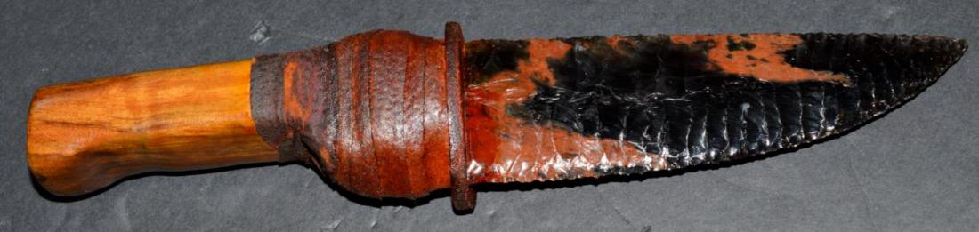 Obsidian Knapped Knife Wood Handle Sheath (1 of 7)