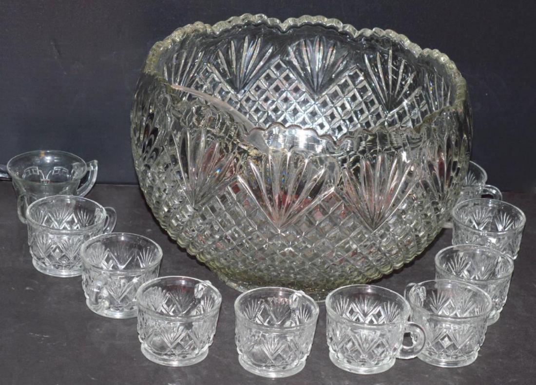 Heavy Crystal Punch Bowl & Cups Set (1 of 4)