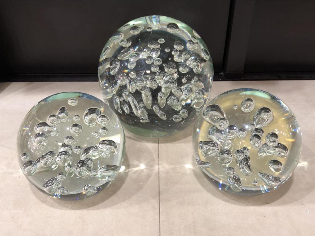 Group 3 Art Glass Clear Hand Blown Spheres Orbs (1 of 6)