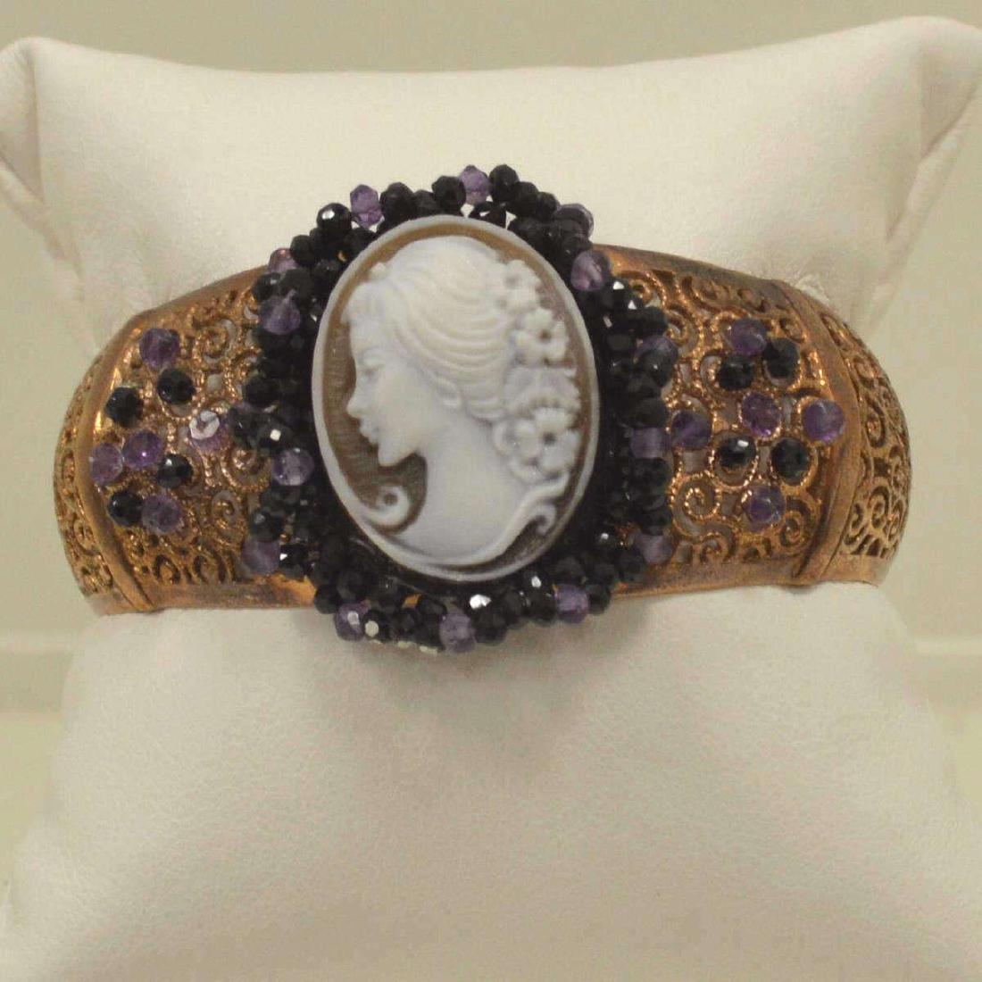 Rose toned sterling cameo bracelet by Carada (1 of 4)