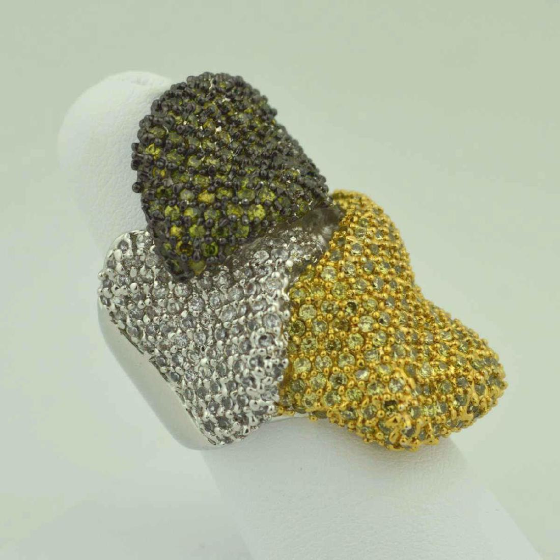 Sterling Silver pave green and yellow CZ ring (1 of 5)