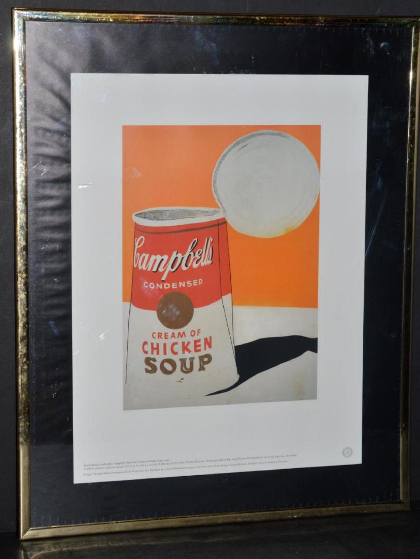 Andy Warhol Framed Posters 1993 Lot of 3: 3 Andy Warhol framed posters, Statue of Liberty 1963, Grace Jones 1986, Campbell's Soup Can (Cream of Chicken) 1962. Each of them is on a black mat & is 11.75" x 16". Authorized by The Andy Warhol Fou