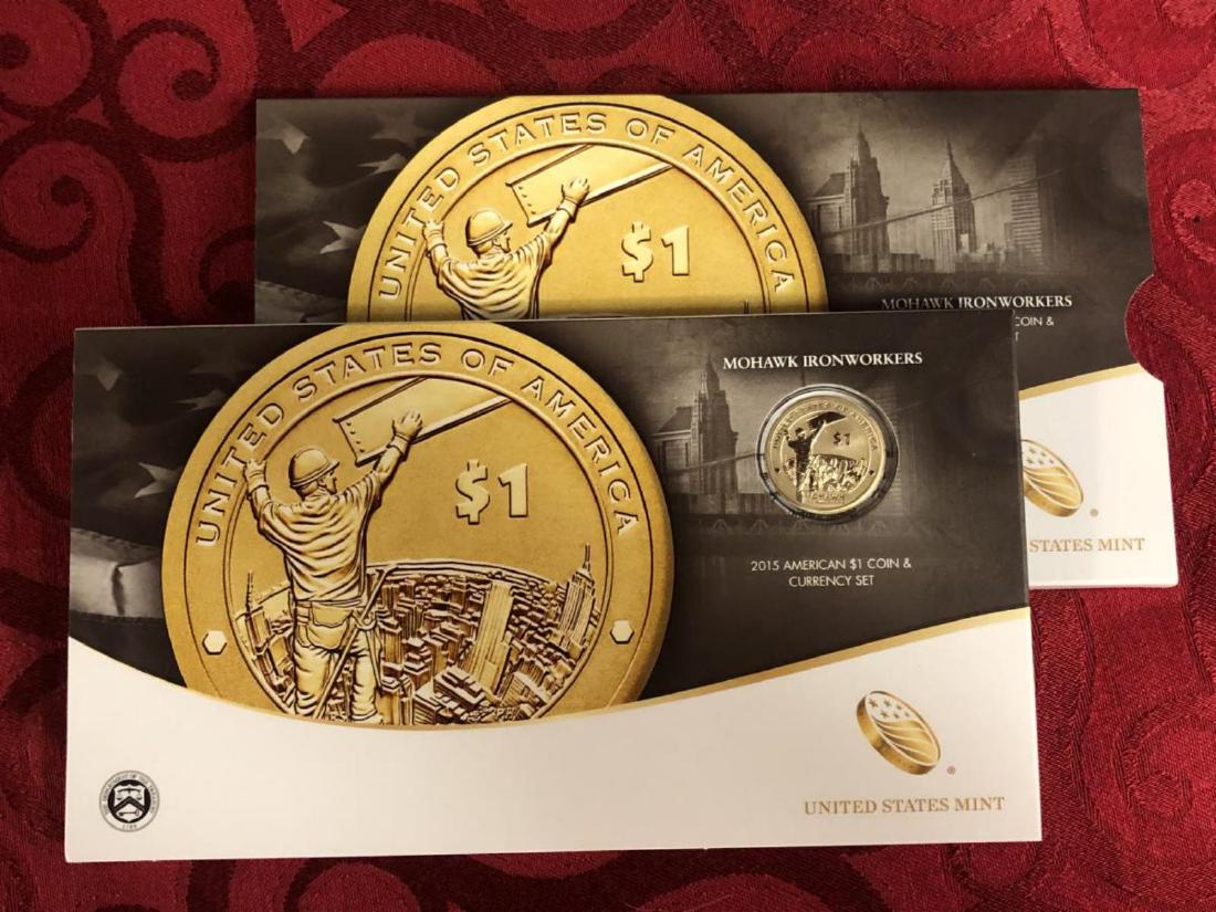2015 American $1 Coin & Currency Set Mohawk Iron (1 of 4)