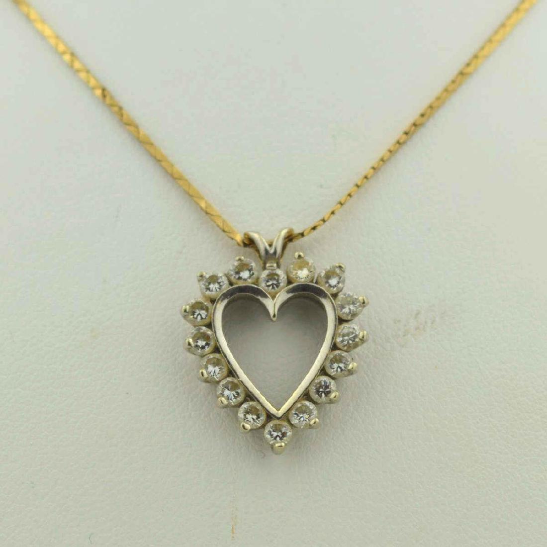 14kt two tone diamond heart necklace (1 of 3)