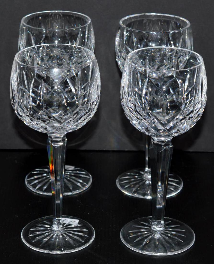 Set of 4 Waterford Lismore Crystal Balloon Wine: Set of 4 Waterford Lismore Crystal Tall Balloon White Wine Glasses. 7.5"" tall, 2.75" diameter mouth & foot. Two pieces are acid etched on the bottom. A wonderful set of four Irish made white wine foo