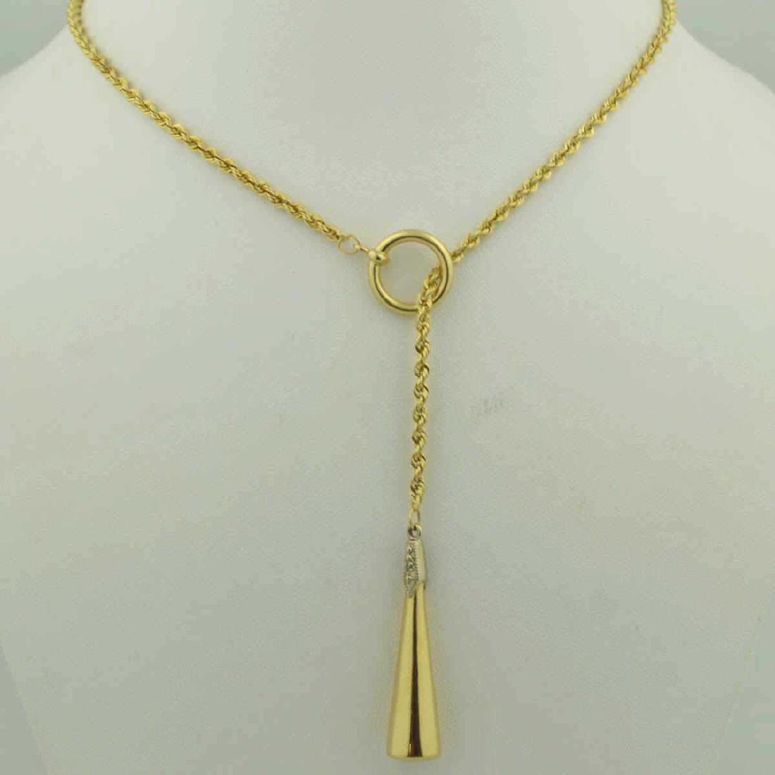 14kt yellow gold rope chain lariat necklace