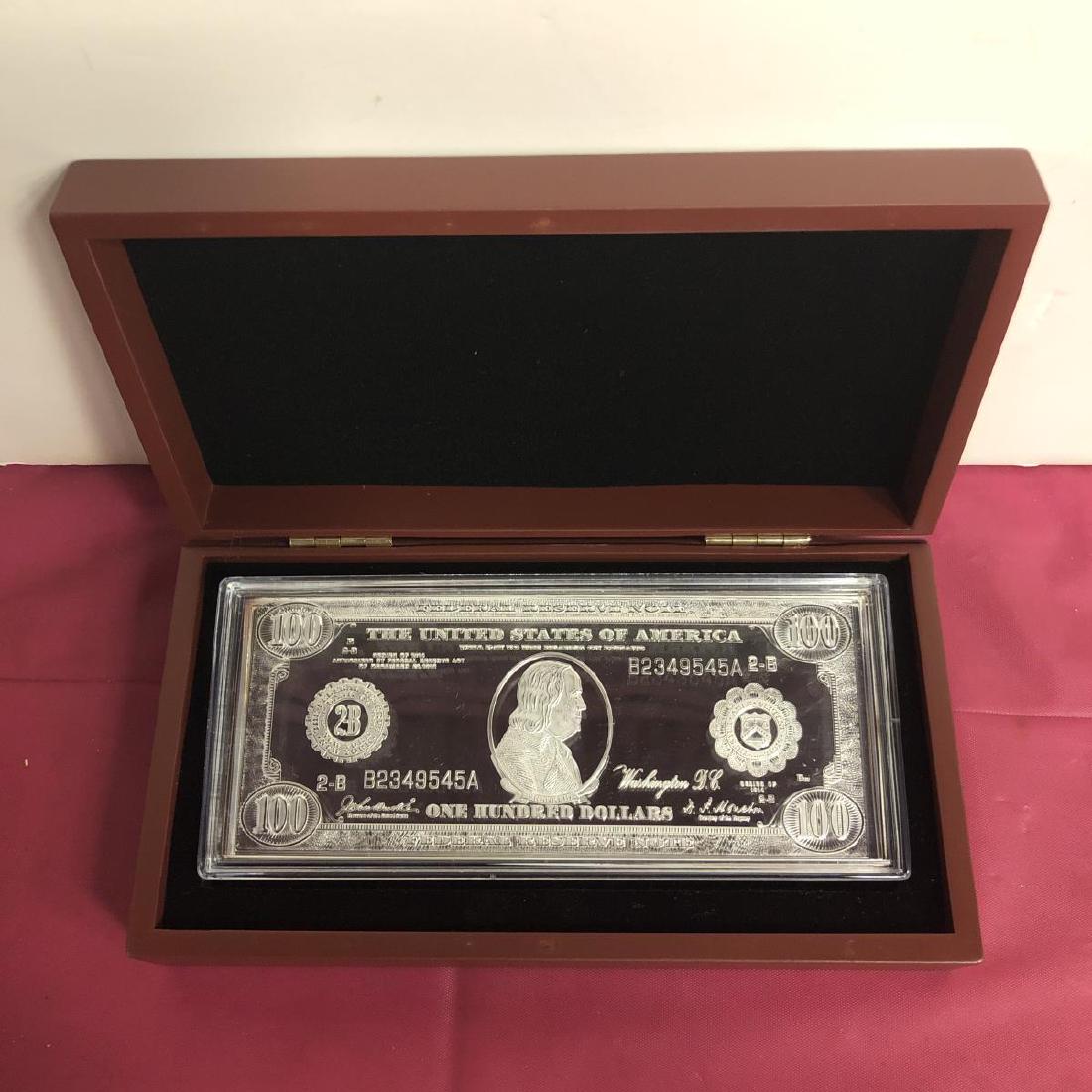 $100 Currency Note 1 oz .999 Silver Replica w/Box (1 of 3)