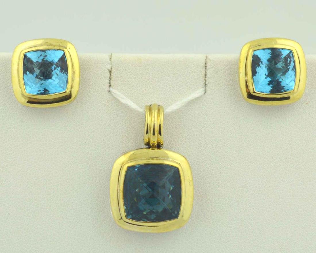 David Yurman Blue Topaz Pendant and Earrings (1 of 4)