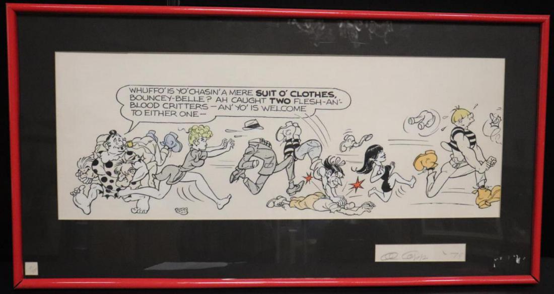 Signed 1974 Al Capp Li'l Abner Suit O' Clothes: Framed Al Capp Signed 1974 Limited Edition Serigraph “Suit O’ Clothes” (95/250), a Scene from His Internationally Famous “Li’l Abner” Comic Strip. Size: 42 1/2" x 22 1/4".