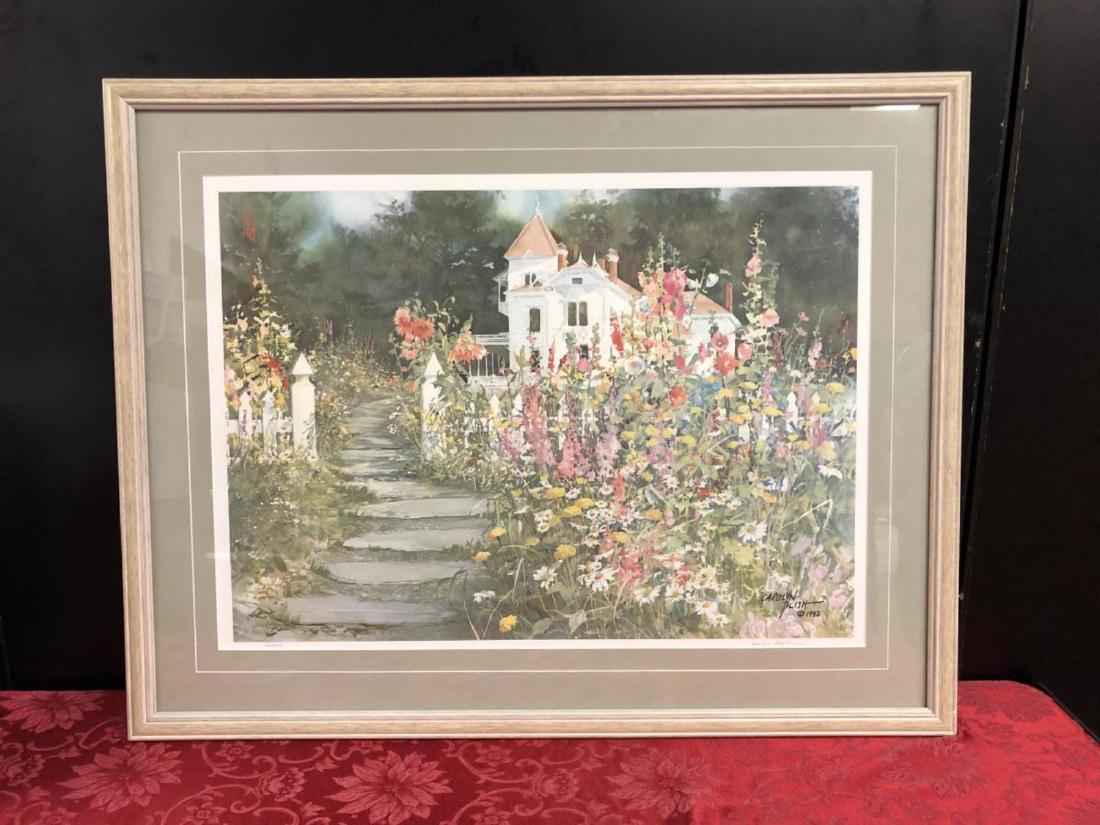 Carolyn Blish Pathway Signed Numbered Framed Print: Carolyn Blish "Pathway to the Past", a signed and numbered limited edition print released in June 1992. This is print #126 of 950, and is pencil signed in the lower right corner. Beautiful watercolor