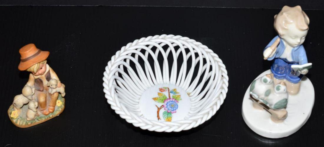 Lot of Three Ceramic Home Decor Figurals & Basket (1 of 8)