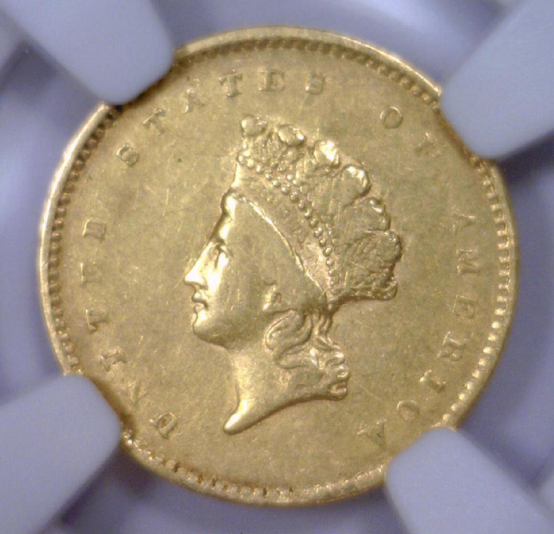 1854 $1 Liberty Gold TYPE 2 XF NGC Genuine: 1854 $1 Liberty Gold TYPE 2 XF Extra Fine NGC Genuine. Indian Princess Small Head bust.