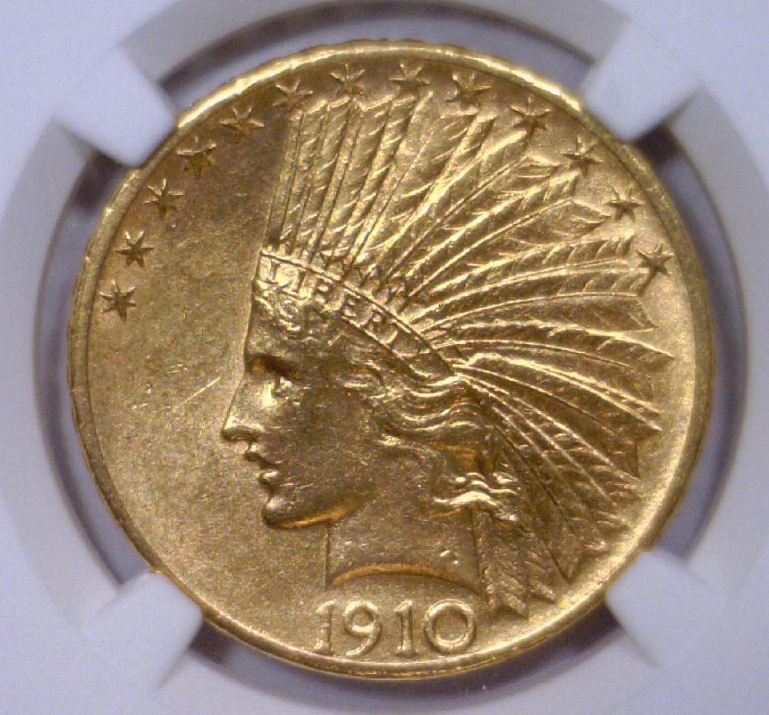1910-S $10 Indian Gold Eagle NGC Unc Details (1 of 3)