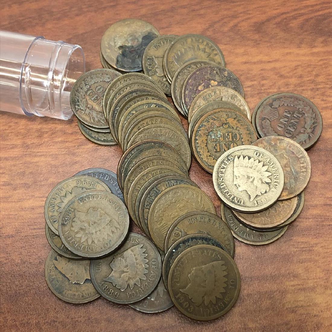 Roll of 50 Indian Head Cents Pennies in Tube (1 of 1)