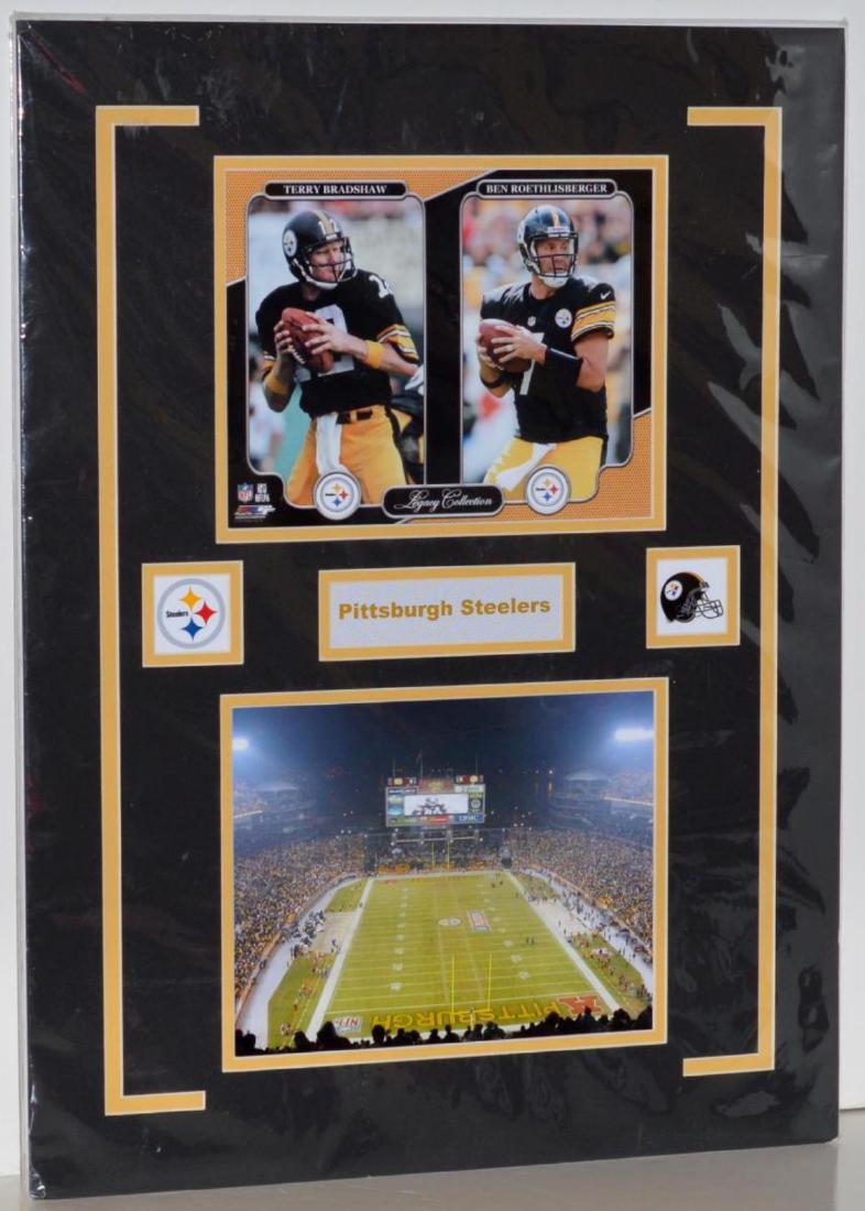 Pittsburg Steelers Bradshaw & Roethlisberger Art: Pittsburg Steelers Quarterbacks Bradshaw & Roethlisberger Wall Hanging. Current & future Hall of Fame NFL QB's. Legacy Collection mancave art. NFL NFLPA 2013 PF Photo File. Picture of Terry Bradshaw &