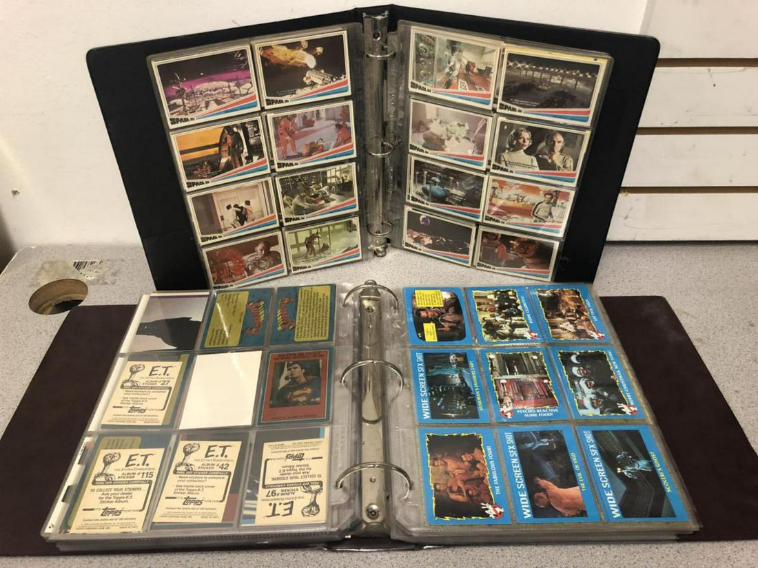 Lot of Nostalgic Trading Cards Batman Simpsons +: Lot of two 3-ring binders full of nostalgic trading cards. I see Space: 1999, Batman, Superman, Ghost Busters, Teenage Mutant Ninja Turtles, SunKist Dinosaurs, Dino-Ryders, Dick Tracy, Simpsons,Endang
