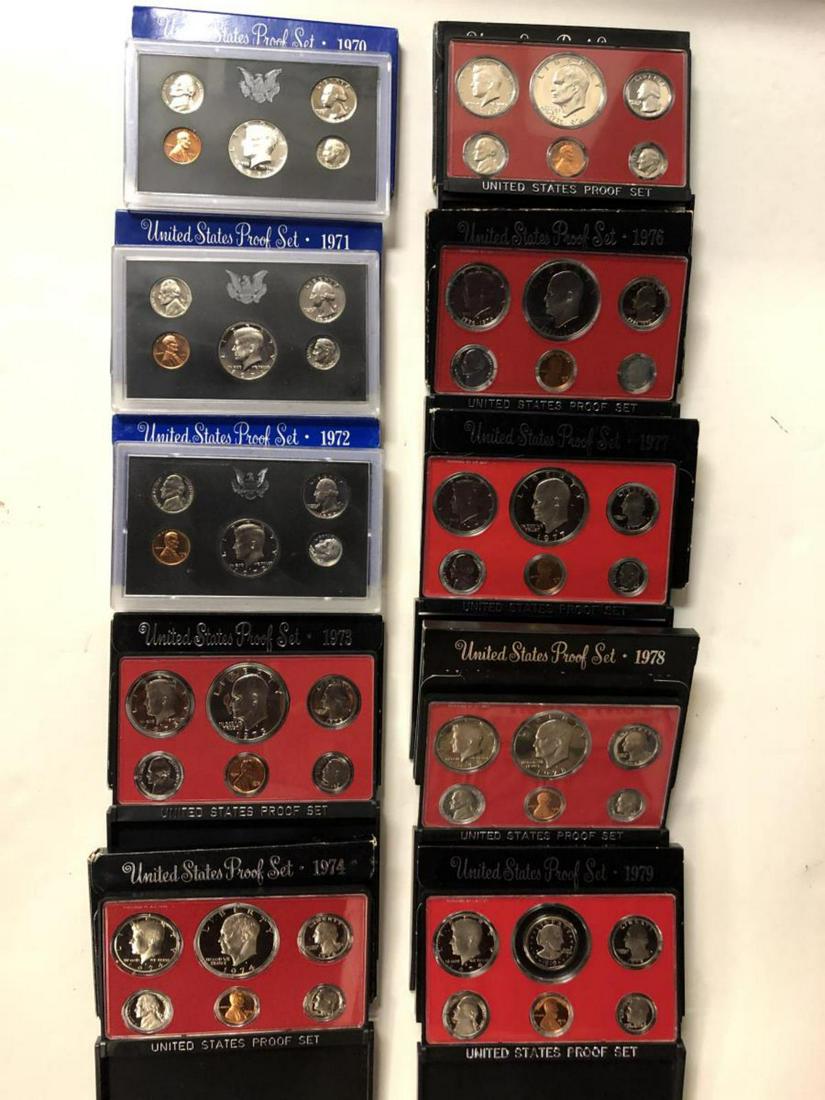 1970 Through 1979 PROOF sets Lot of 10 Sets