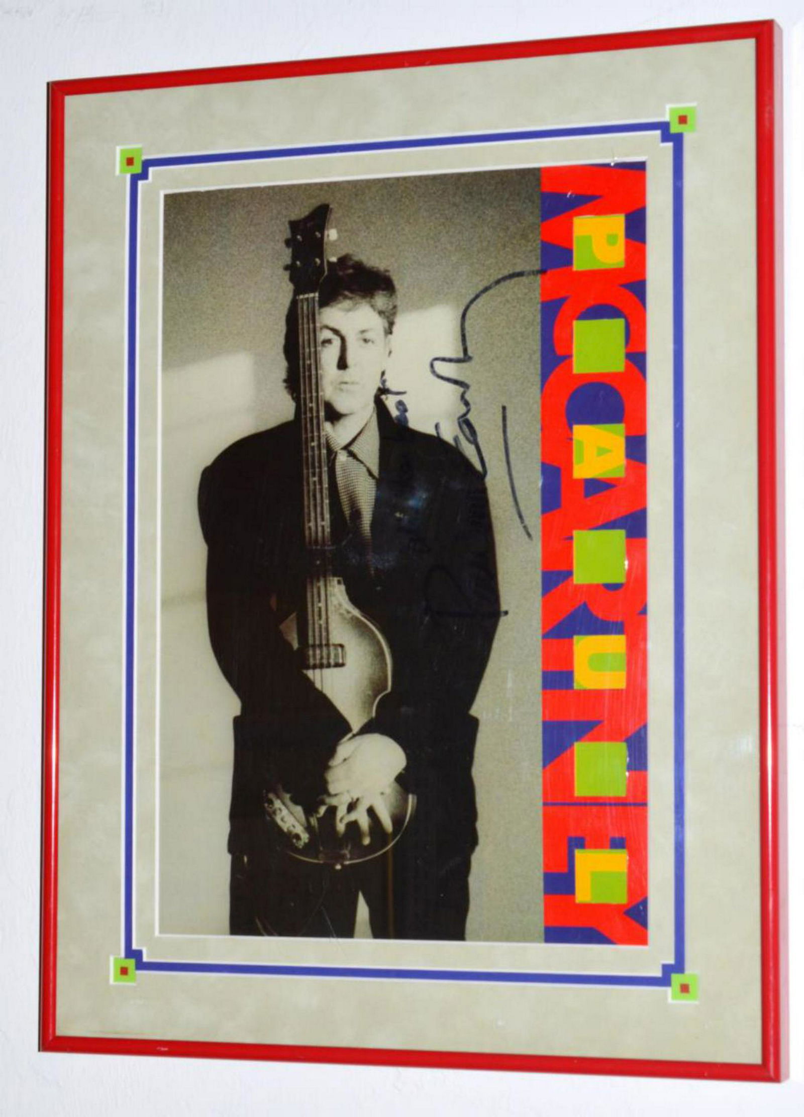 Paul McCartney Beatles Signed Tour Program Cover: Framed 1989/1990 Paul McCartney World Tour 11"x16" Concert Program/Book Die-Cut Cover. It is Hand Signed/Autographed in Black. Framed Size: 16"x21". Comes with a COA by James D. Atkisson. No warrantie