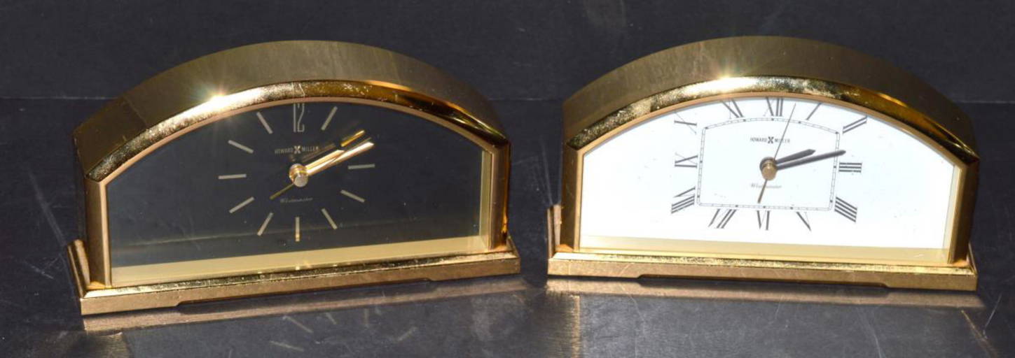 Pair of Gold Tone Howard Miller Quartz Desk Clocks Aug 24, 2019